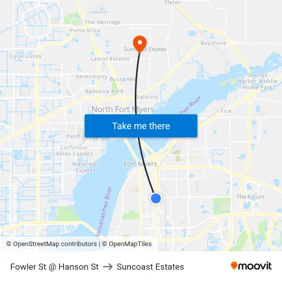 Fowler St @ Hanson St to Suncoast Estates map
