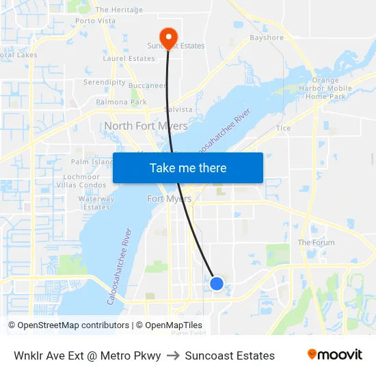 Wnklr Ave Ext @ Metro Pkwy to Suncoast Estates map