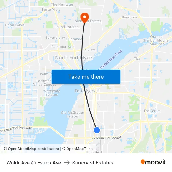 Wnklr Ave @ Evans Ave to Suncoast Estates map