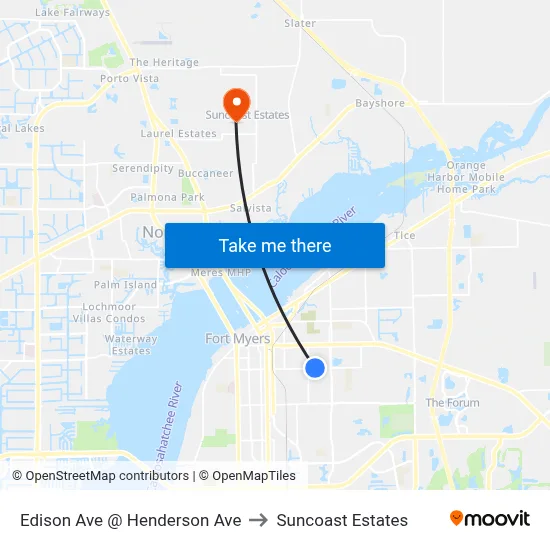 Edison Ave @ Henderson Ave to Suncoast Estates map