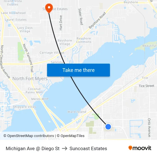 Michigan Ave @ Diego St to Suncoast Estates map