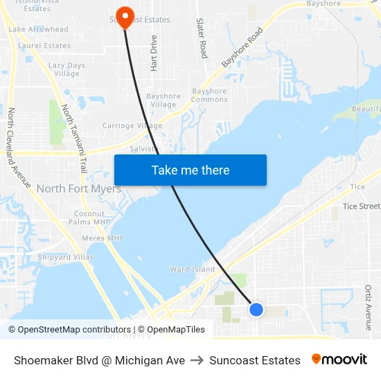 Shoemaker Blvd @ Michigan Ave to Suncoast Estates map