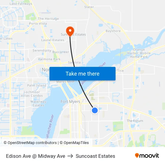 Edison Ave @ Midway Ave to Suncoast Estates map