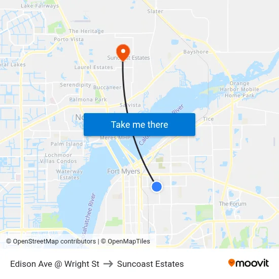 Edison Ave @ Wright St to Suncoast Estates map