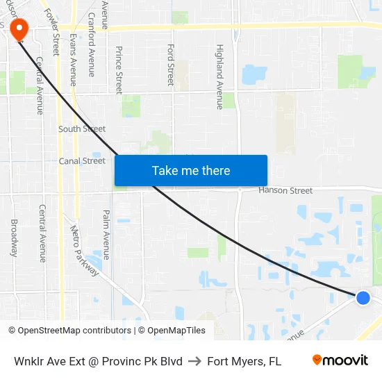 Wnklr Ave Ext @ Provinc Pk Blvd to Fort Myers, FL map
