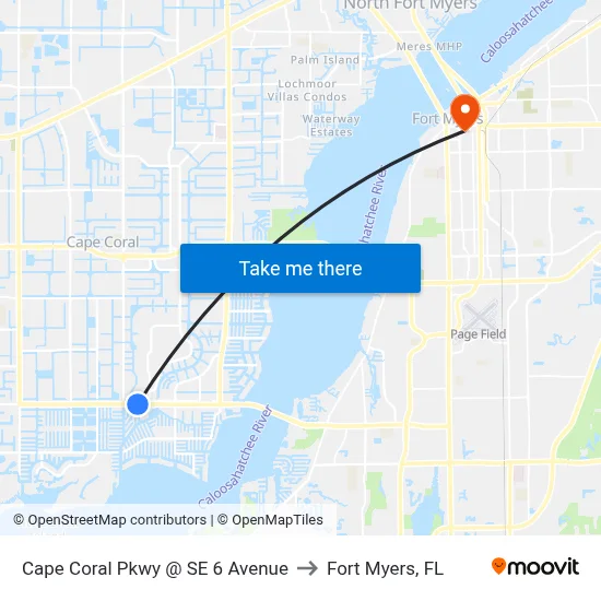 Cape Coral Pkwy @  SE 6 Avenue to Fort Myers, FL map