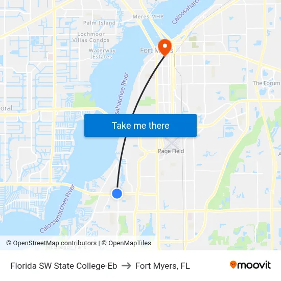 Florida SW State College-Eb to Fort Myers, FL map