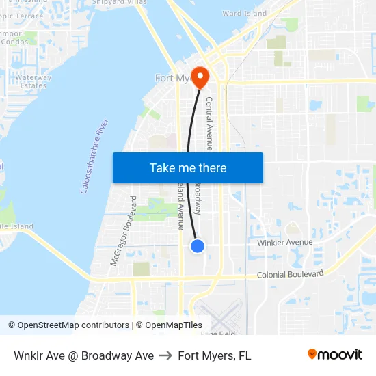 Wnklr Ave @ Broadway Ave to Fort Myers, FL map