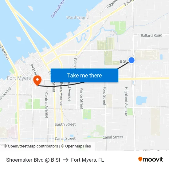 Shoemaker Blvd @ B St to Fort Myers, FL map