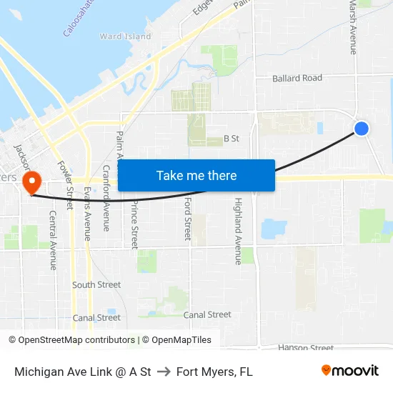 Michigan Ave Link @ A St to Fort Myers, FL map