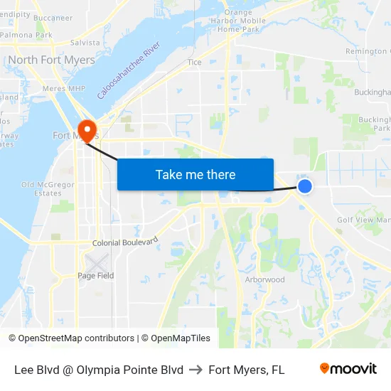 Lee Blvd @ Olympia Pointe Blvd to Fort Myers, FL map