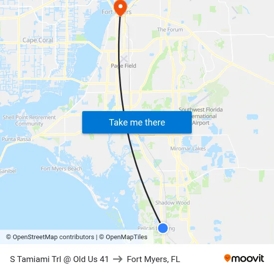 S Tamiami Trl @ Old Us 41 to Fort Myers, FL map