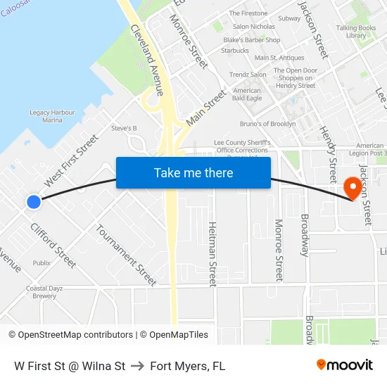 W First St @ Wilna St to Fort Myers, FL map