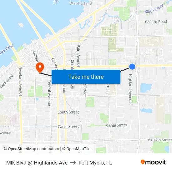 Mlk Blvd @ Highlands Ave to Fort Myers, FL map