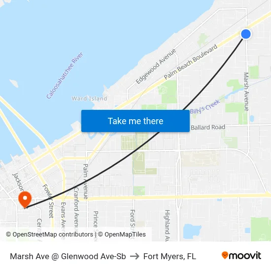 Marsh Ave @ Glenwood Ave-Sb to Fort Myers, FL map
