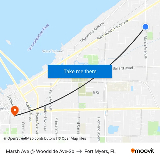 Marsh Ave @ Woodside Ave-Sb to Fort Myers, FL map