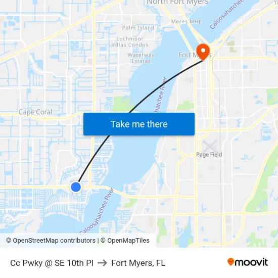 Cc Pwky @ SE 10th Pl to Fort Myers, FL map