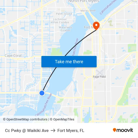 Cc Pwky @ Waikiki Ave to Fort Myers, FL map