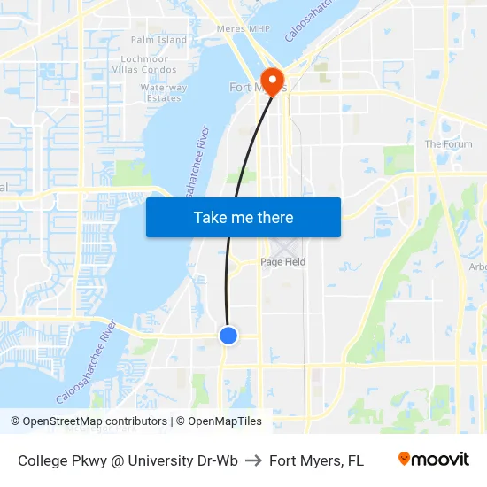 College Pkwy @ University Dr-Wb to Fort Myers, FL map