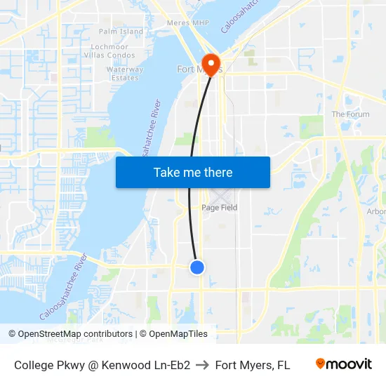 College Pkwy @ Kenwood Ln-Eb2 to Fort Myers, FL map