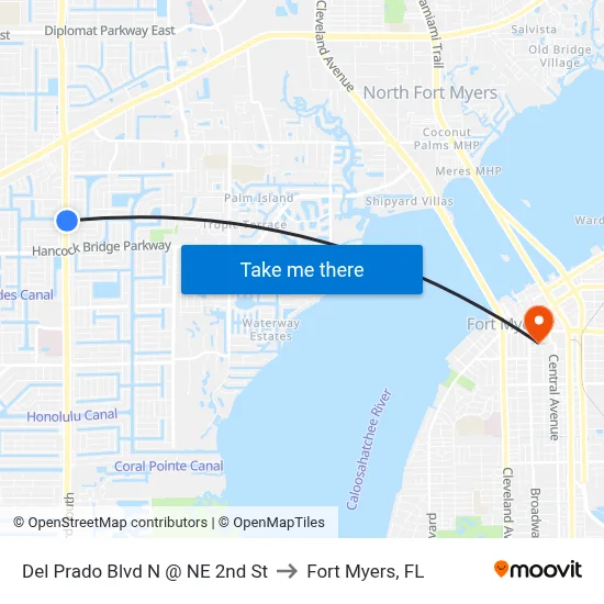 Del Prado Blvd N @ NE 2nd St to Fort Myers, FL map