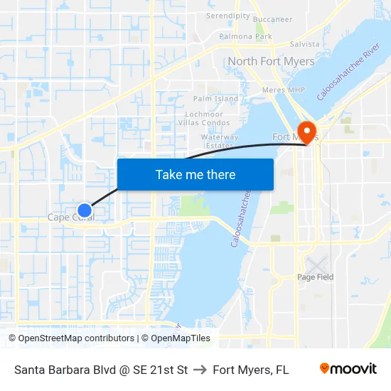 Santa Barbara Blvd @ SE 21st St to Fort Myers, FL map