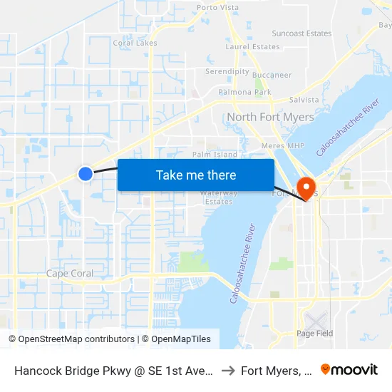 Hancock Bridge Pkwy @ SE 1st Ave-Eb to Fort Myers, FL map