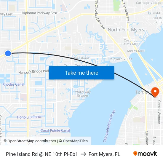 Pine Island Rd @ NE 10th Pl-Eb1 to Fort Myers, FL map