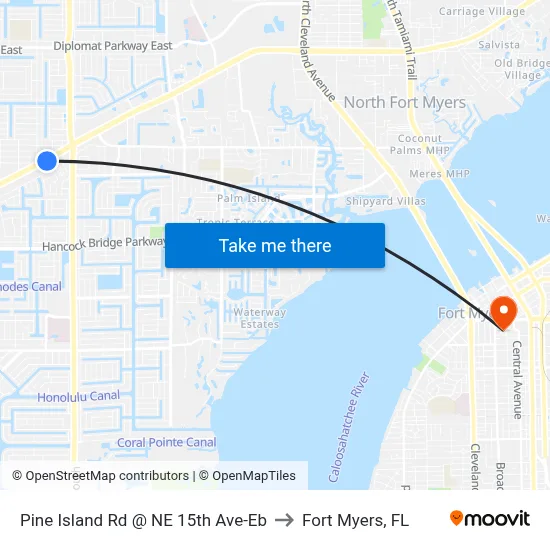 Pine Island Rd @ NE 15th Ave-Eb to Fort Myers, FL map