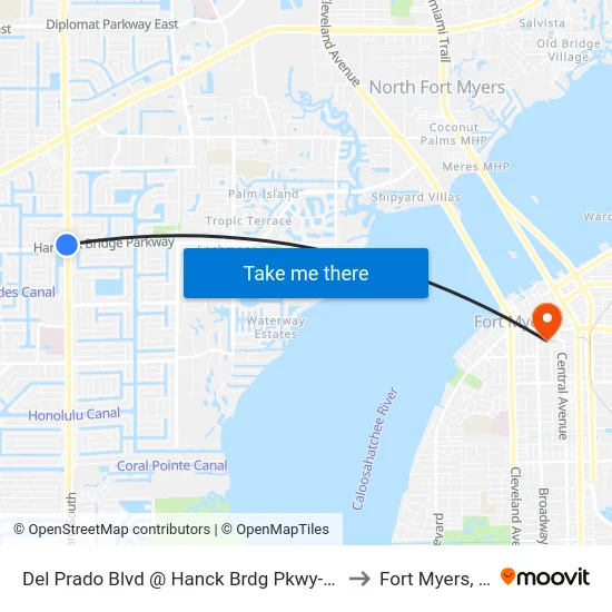 Del Prado Blvd @ Hanck Brdg Pkwy-Sb 2 to Fort Myers, FL map