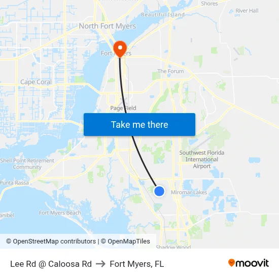 Lee Rd @ Caloosa Rd to Fort Myers, FL map