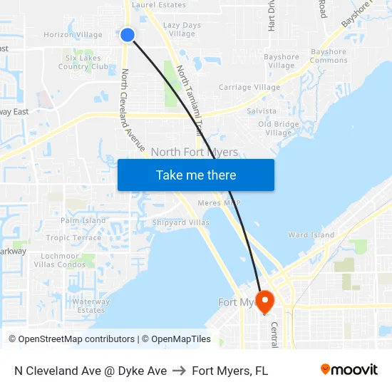 N Cleveland Ave @ Dyke Ave to Fort Myers, FL map