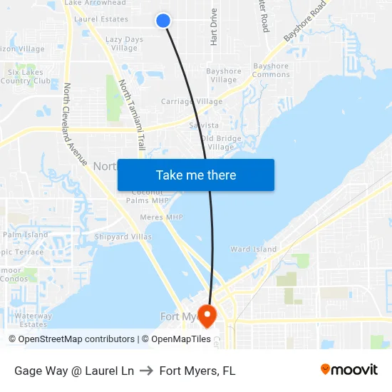 Gage Way @ Laurel Ln to Fort Myers, FL map