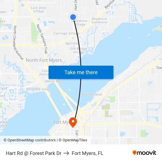 Hart Rd @ Forest Park Dr to Fort Myers, FL map