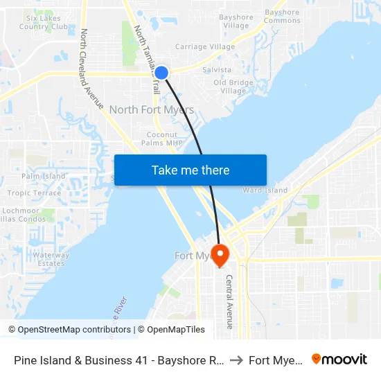 Pine Island & Business 41 - Bayshore Rd @ Crescent to Fort Myers, FL map