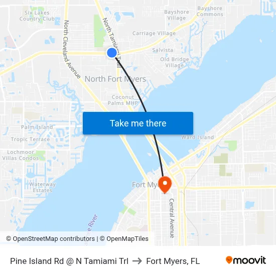 Pine Island Rd @ N Tamiami Trl to Fort Myers, FL map