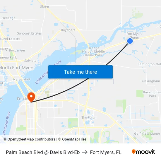 Palm Beach Blvd @ Davis Blvd-Eb to Fort Myers, FL map