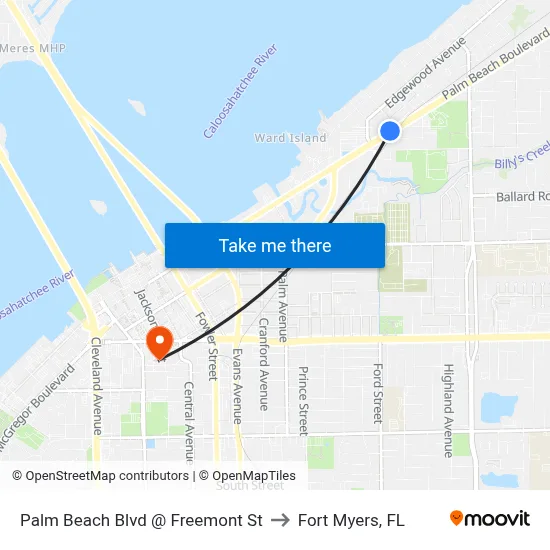 Palm Beach Blvd @ Freemont St to Fort Myers, FL map