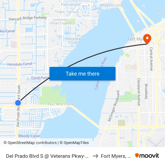 Del Prado Blvd S @ Veterans Pkwy-Nb to Fort Myers, FL map