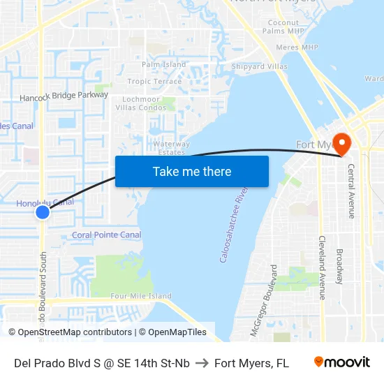 Del Prado Blvd S @ SE 14th St-Nb to Fort Myers, FL map