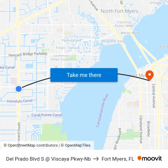 Del Prado Blvd S @ Viscaya Pkwy-Nb to Fort Myers, FL map
