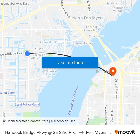 Hancock Bridge Pkwy @ SE 23rd Pl-Eb to Fort Myers, FL map