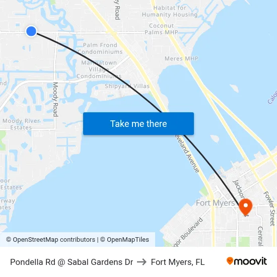 Pondella Rd @ Sabal Gardens Dr to Fort Myers, FL map
