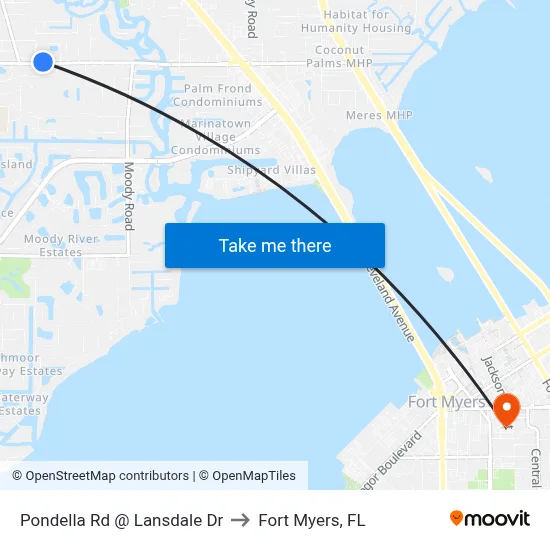 Pondella Rd @ Lansdale Dr to Fort Myers, FL map