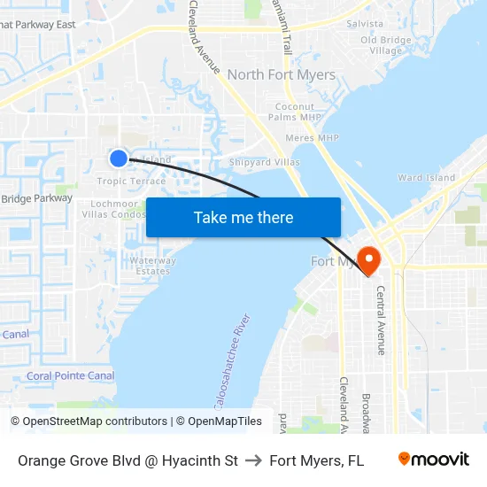 Orange Grove Blvd @ Hyacinth St to Fort Myers, FL map