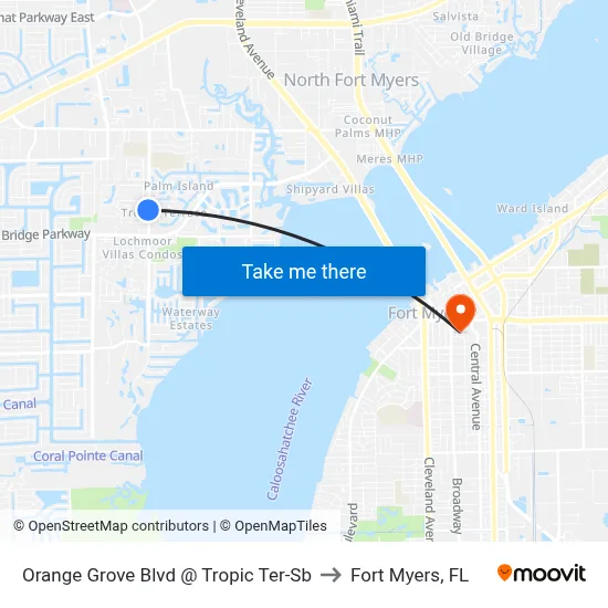 Orange Grove Blvd @ Tropic Ter-Sb to Fort Myers, FL map