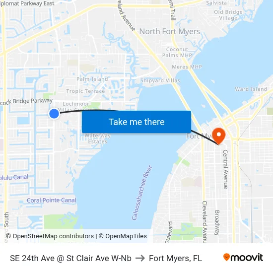 SE 24th Ave @ St Clair Ave W-Nb to Fort Myers, FL map