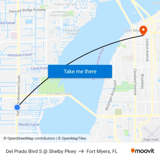 Del Prado Blvd S @ Shelby Pkwy to Fort Myers, FL map