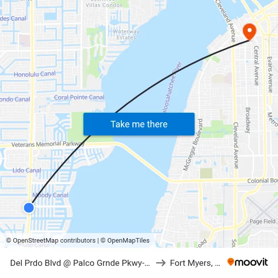 Del Prdo Blvd @ Palco Grnde Pkwy-Sb to Fort Myers, FL map
