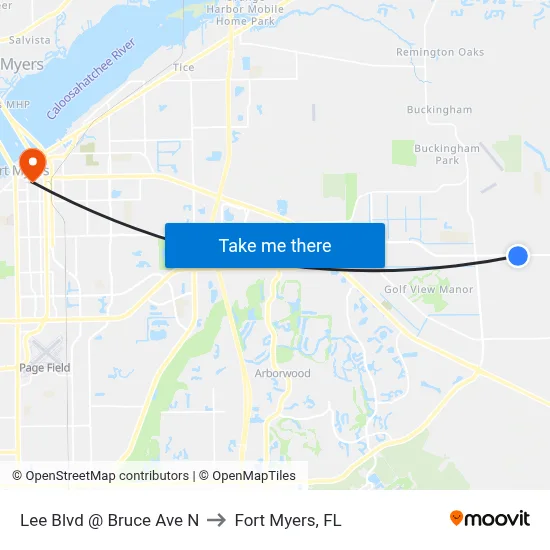 Lee Blvd @ Bruce Ave N to Fort Myers, FL map